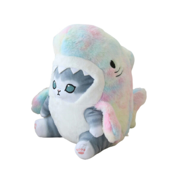 Colorful Grey Shark Cat Plush 2
