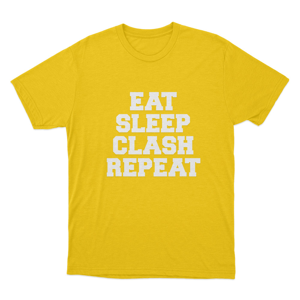 Eat Sleep Clash Repeat T Shirt Yellow Eat Sleep Clash Repeat T Shirt Yellow